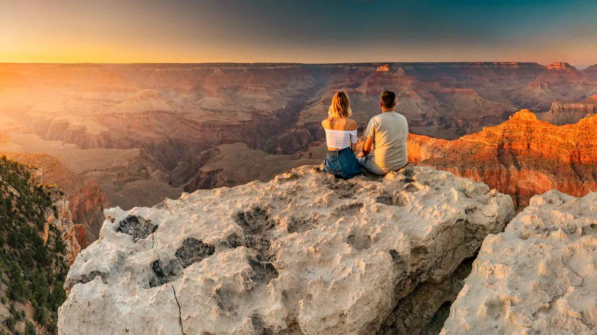 Grand Canyon at sunset viewed on a full-day tour from Sedona